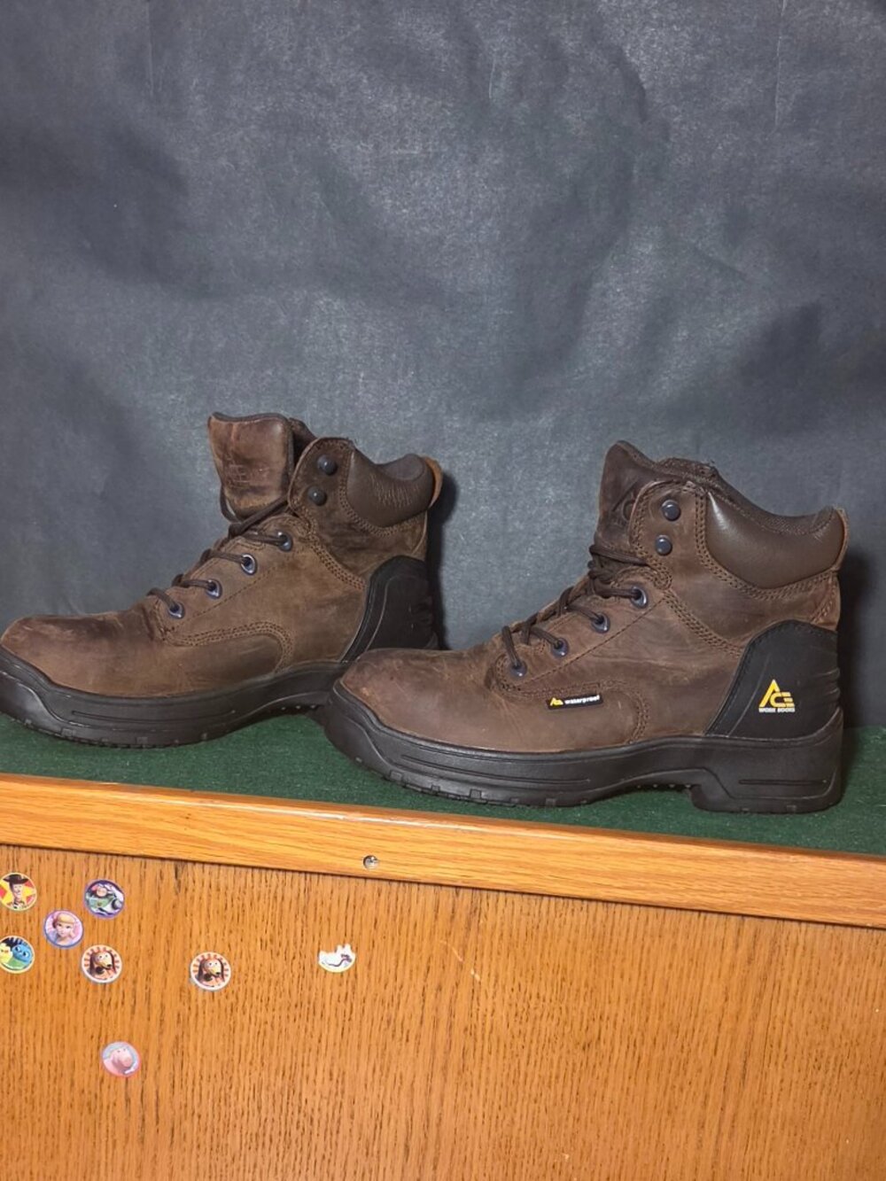 Ace Waterproof Work Boots Brown Leather Steel Toe